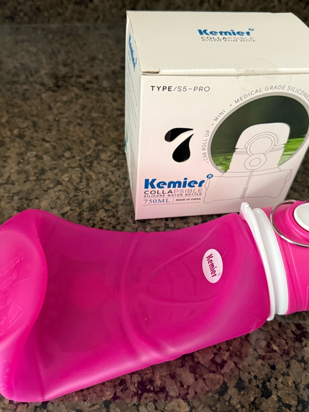 Premier Collapsible Water Bottle - Pink - Picture 2 of 4